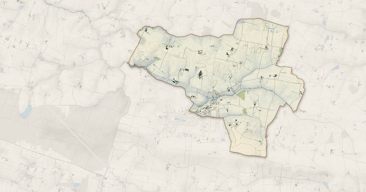Portrait cartographique de Senonnes : relief, eau, forêts, bâti et voies, calculés à partir des données de l'IGN