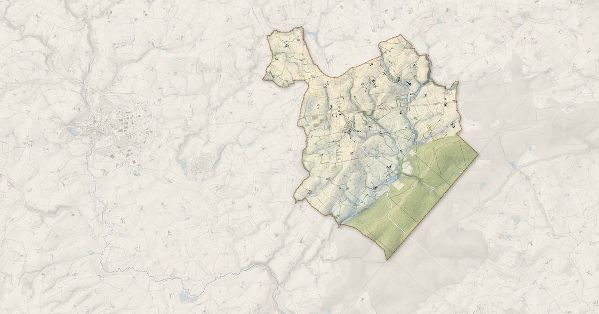 Portrait cartographique de Vautorte : relief, eau, forêts, bâti et voies, calculés à partir des données de l'IGN