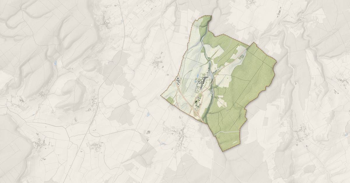Portrait cartographique de Allain : relief, eau, forêts, bâti et voies, calculés à partir des données de l'IGN