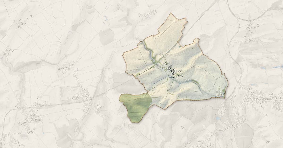 Portrait cartographique de Anderny : relief, eau, forêts, bâti et voies, calculés à partir des données de l'IGN