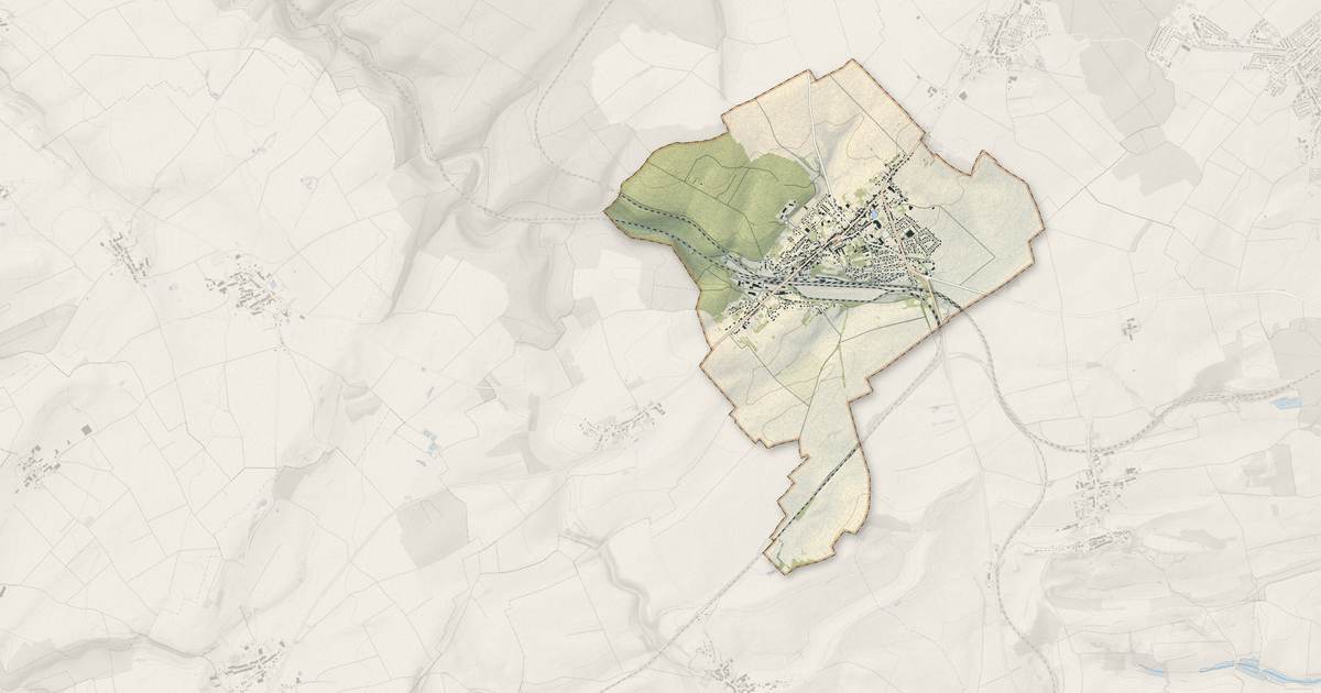 Portrait cartographique de Audun-le-Roman : relief, eau, forêts, bâti et voies, calculés à partir des données de l'IGN