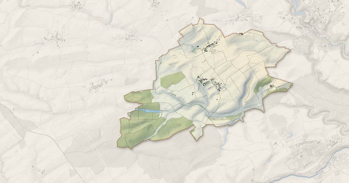 Portrait cartographique de Les Baroches : relief, eau, forêts, bâti et voies, calculés à partir des données de l'IGN