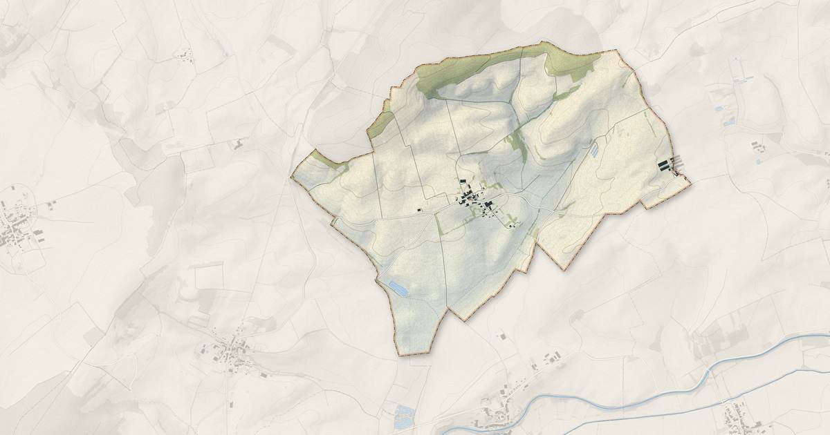 Portrait cartographique de Bathelémont : relief, eau, forêts, bâti et voies, calculés à partir des données de l'IGN