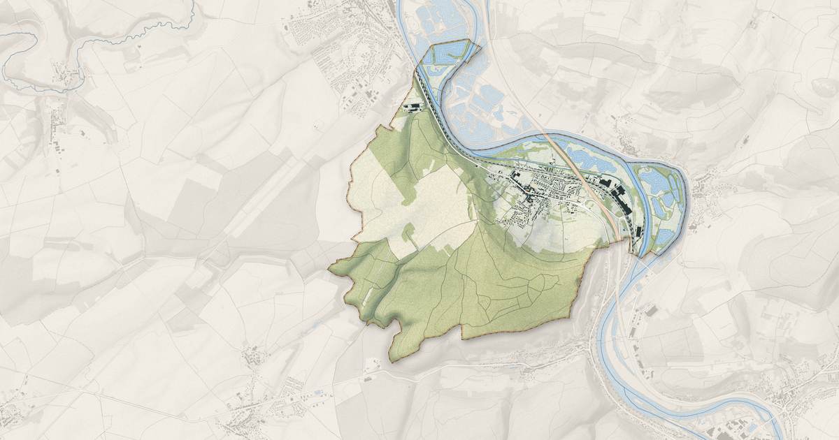 Portrait cartographique de Belleville : relief, eau, forêts, bâti et voies, calculés à partir des données de l'IGN