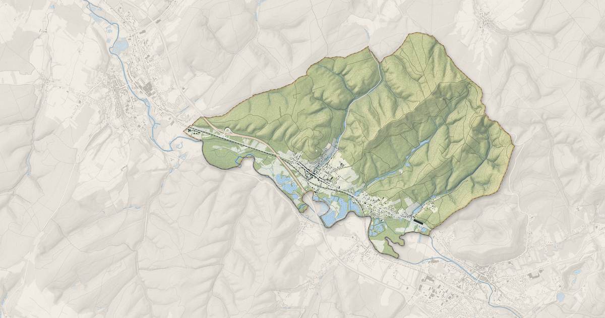 Portrait cartographique de Bertrichamps : relief, eau, forêts, bâti et voies, calculés à partir des données de l'IGN