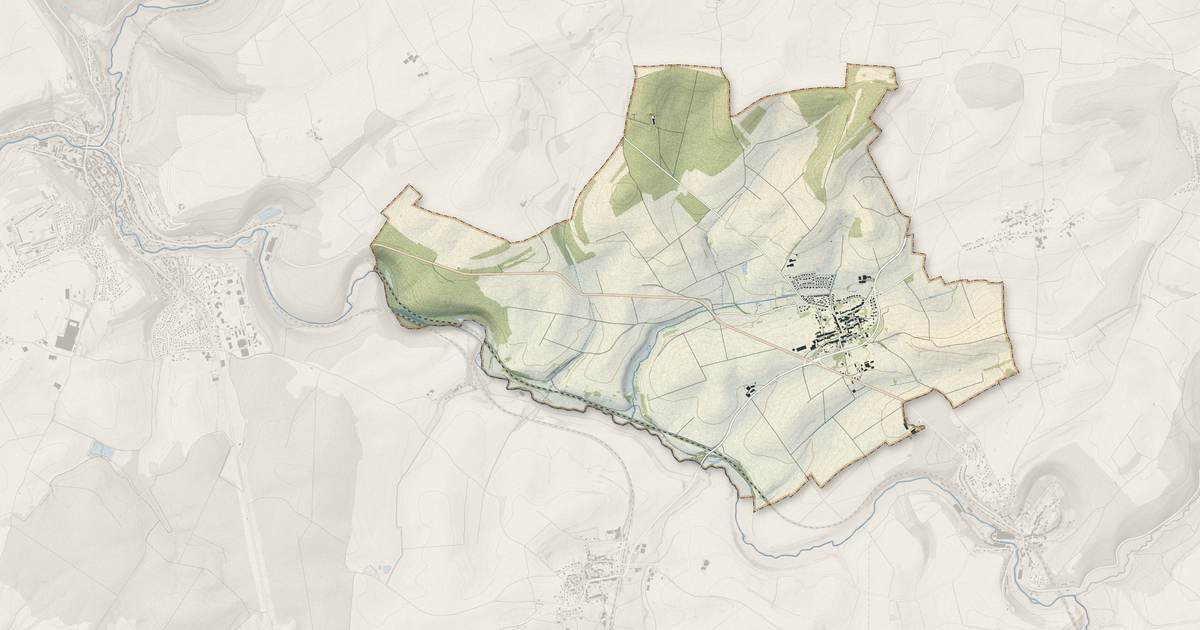 Portrait cartographique de Beuveille : relief, eau, forêts, bâti et voies, calculés à partir des données de l'IGN