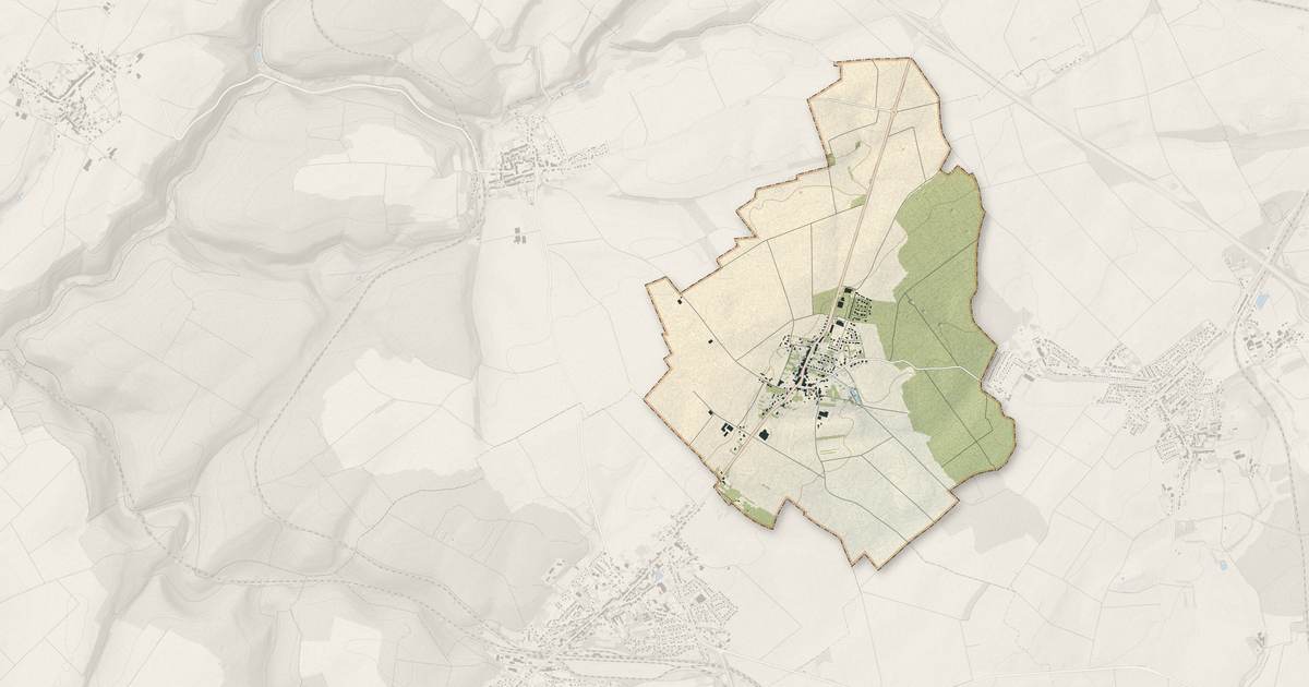 Portrait cartographique de Beuvillers : relief, eau, forêts, bâti et voies, calculés à partir des données de l'IGN