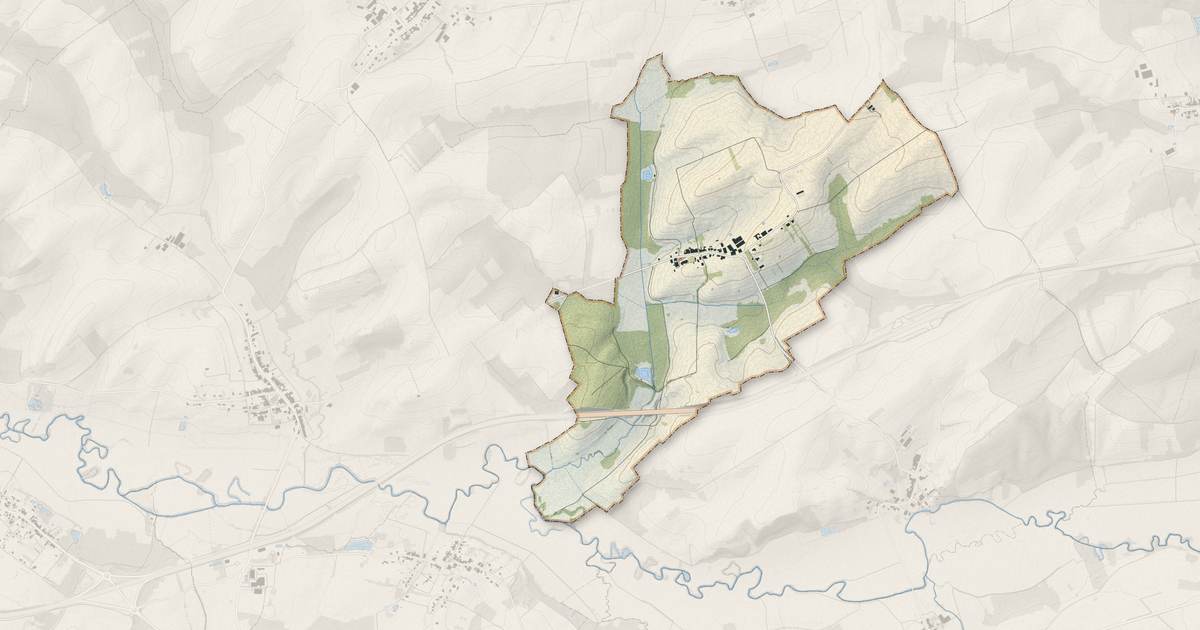 Portrait cartographique de Blémerey : relief, eau, forêts, bâti et voies, calculés à partir des données de l'IGN