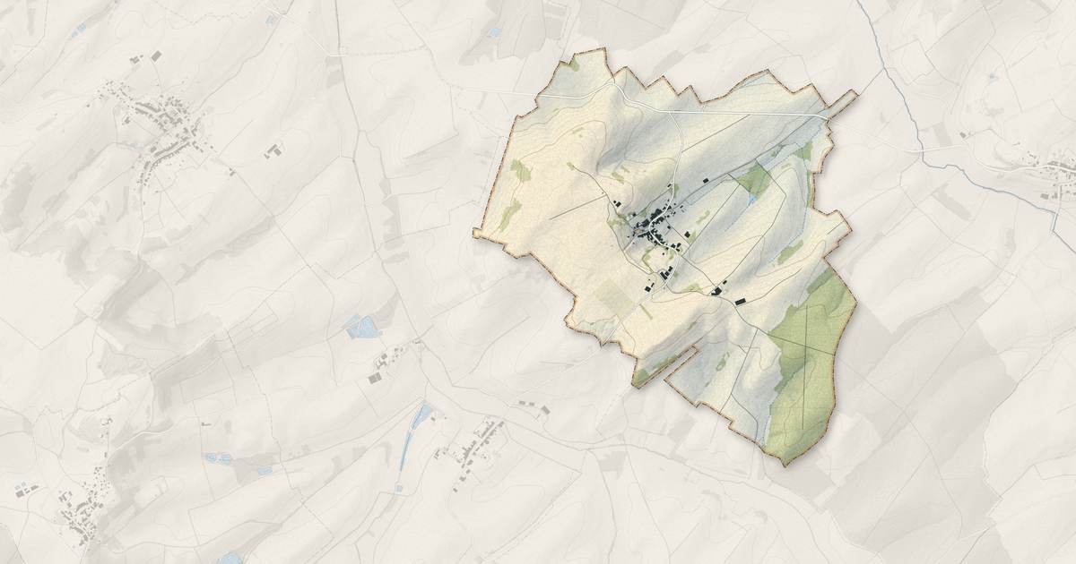 Portrait cartographique de Borville : relief, eau, forêts, bâti et voies, calculés à partir des données de l'IGN