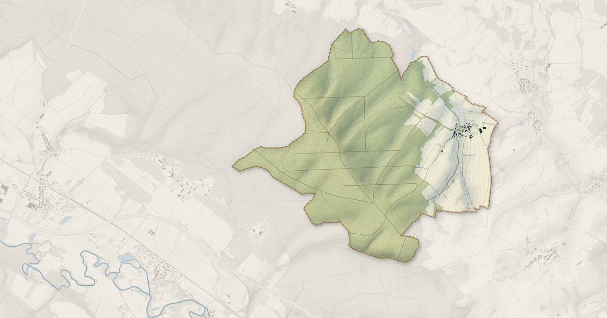 Portrait cartographique de Buriville : relief, eau, forêts, bâti et voies, calculés à partir des données de l'IGN