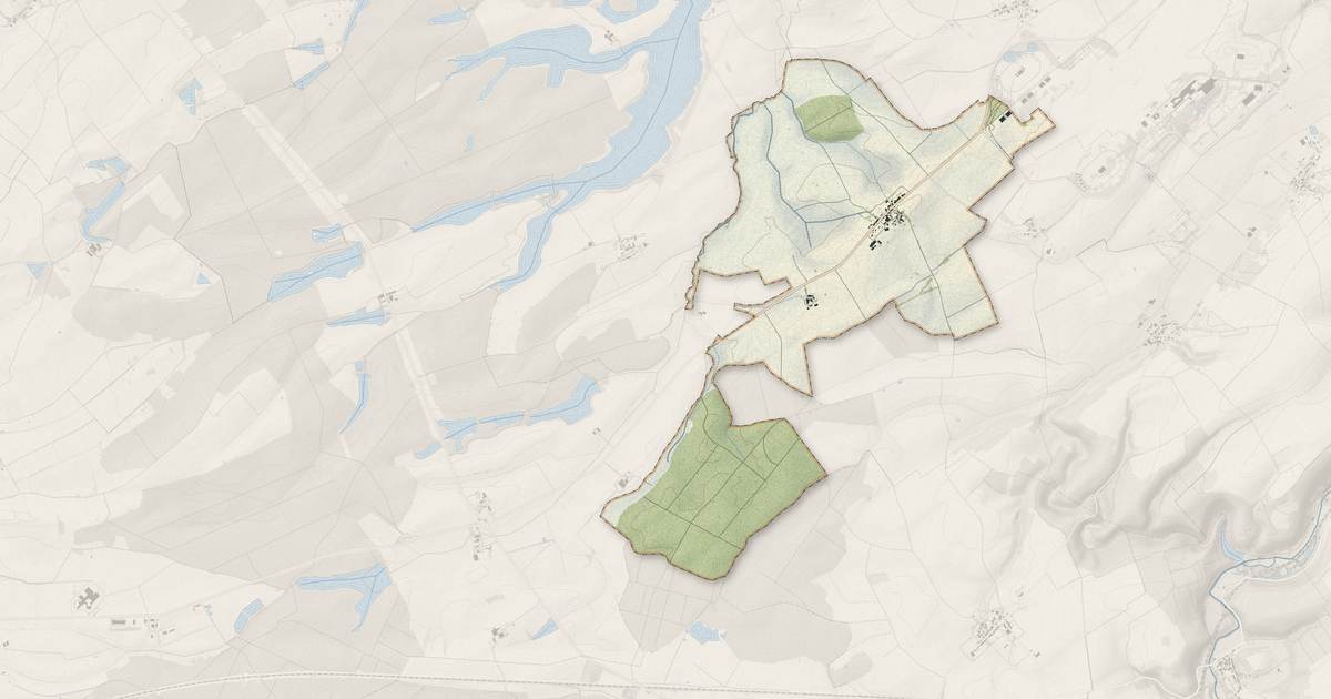 Portrait cartographique de Dampvitoux : relief, eau, forêts, bâti et voies, calculés à partir des données de l'IGN