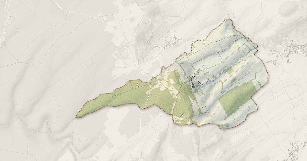 Portrait cartographique de Dolcourt : relief, eau, forêts, bâti et voies, calculés à partir des données de l'IGN