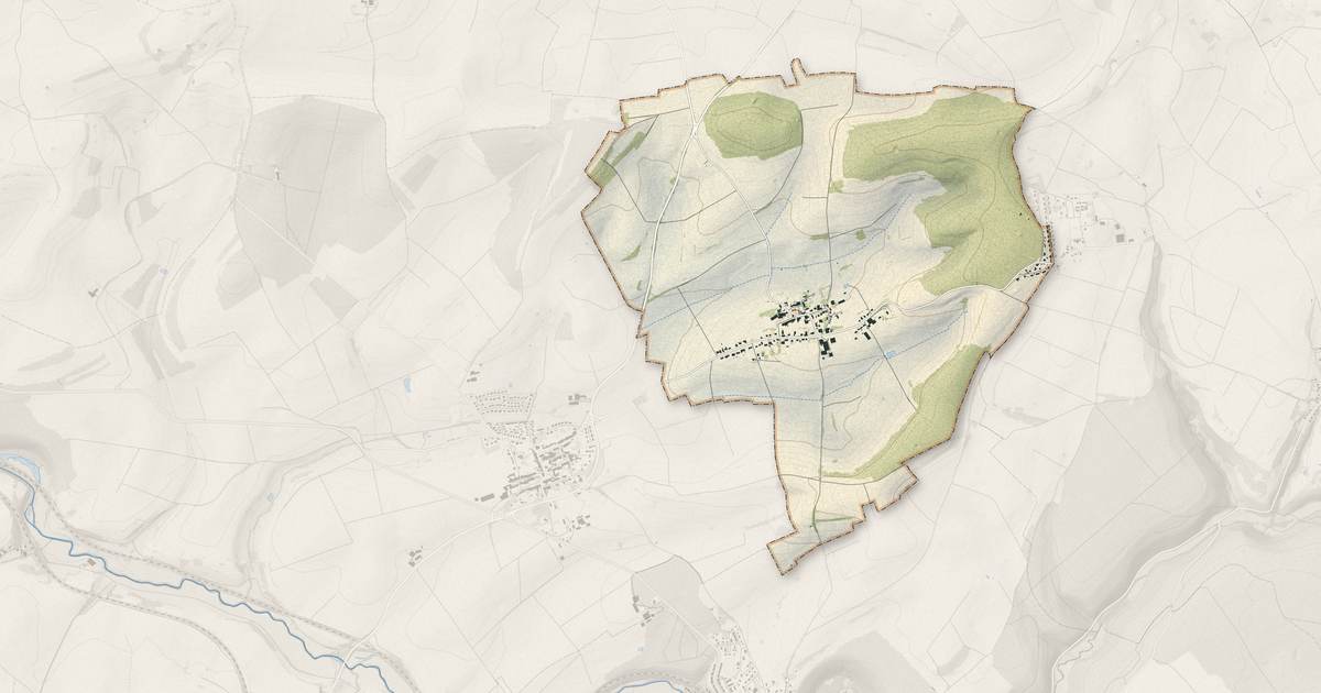 Portrait cartographique de Doncourt-lès-Longuyon : relief, eau, forêts, bâti et voies, calculés à partir des données de l'IGN