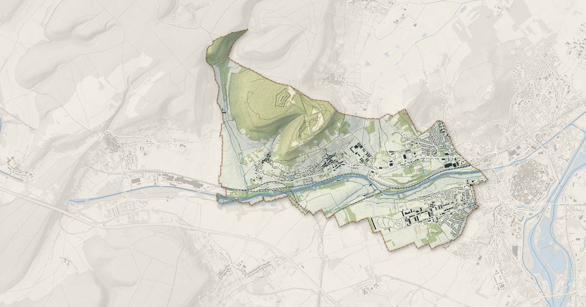 Portrait cartographique de Écrouves : relief, eau, forêts, bâti et voies, calculés à partir des données de l'IGN