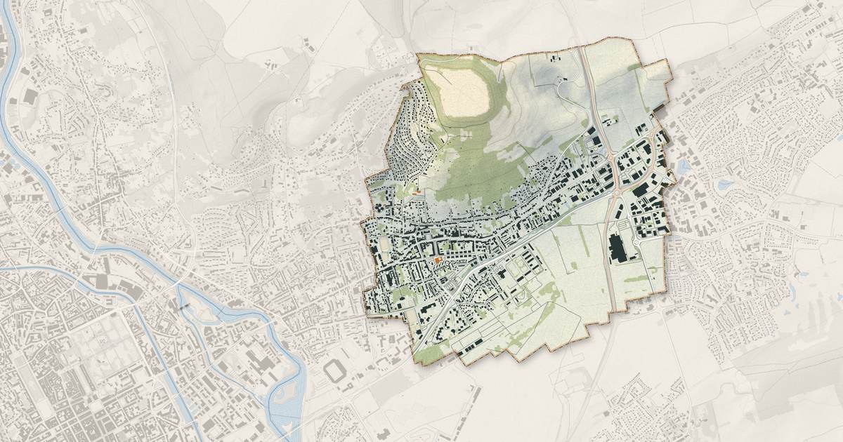Portrait cartographique de Essey-lès-Nancy : relief, eau, forêts, bâti et voies, calculés à partir des données de l'IGN