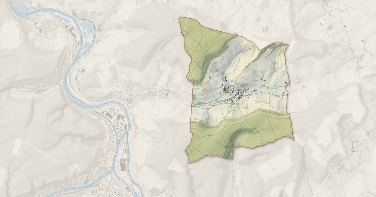 Portrait cartographique de Faulx : relief, eau, forêts, bâti et voies, calculés à partir des données de l'IGN