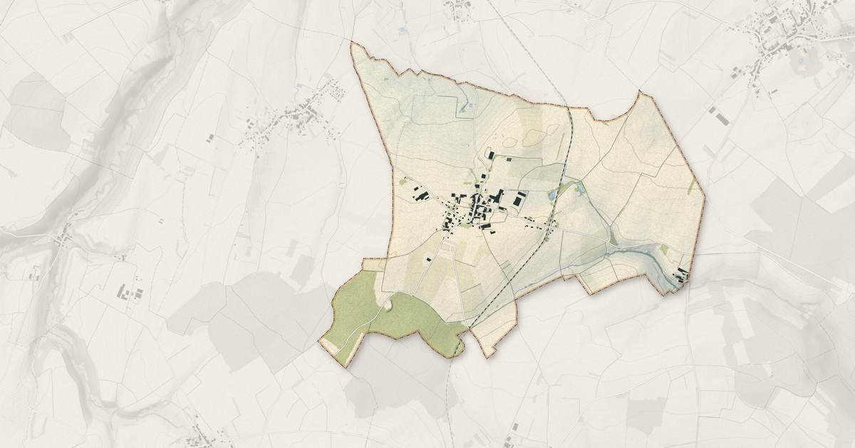 Portrait cartographique de Forcelles-Saint-Gorgon : relief, eau, forêts, bâti et voies, calculés à partir des données de l'IGN