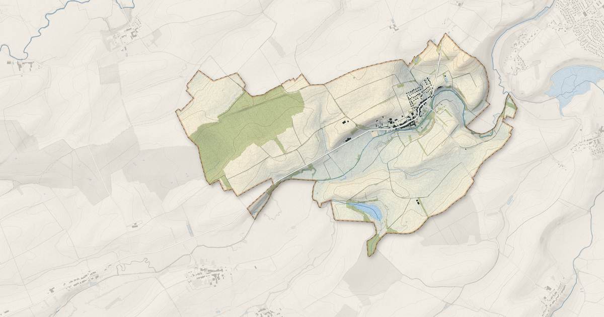 Portrait cartographique de Friauville : relief, eau, forêts, bâti et voies, calculés à partir des données de l'IGN