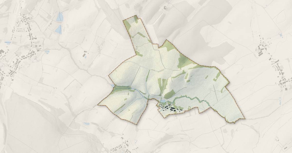 Portrait cartographique de Gélaucourt : relief, eau, forêts, bâti et voies, calculés à partir des données de l'IGN