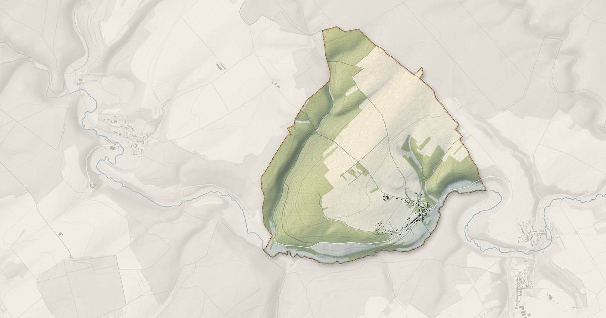 Portrait cartographique de Gézoncourt : relief, eau, forêts, bâti et voies, calculés à partir des données de l'IGN