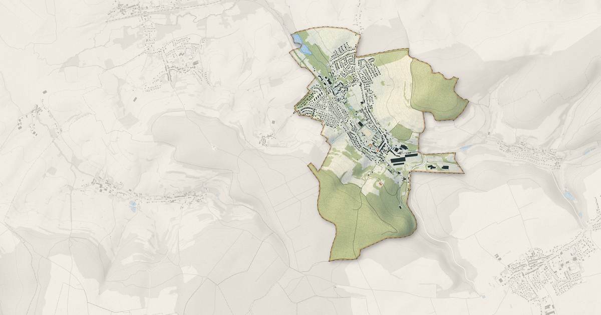 Portrait cartographique de Gorcy : relief, eau, forêts, bâti et voies, calculés à partir des données de l'IGN