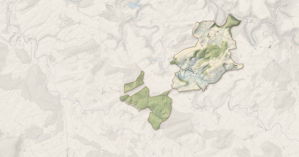 Portrait cartographique de Grand-Failly : relief, eau, forêts, bâti et voies, calculés à partir des données de l'IGN