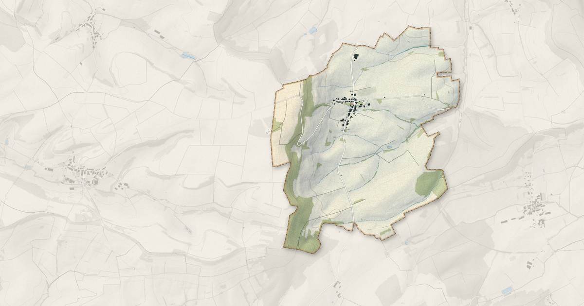 Portrait cartographique de Grimonviller : relief, eau, forêts, bâti et voies, calculés à partir des données de l'IGN