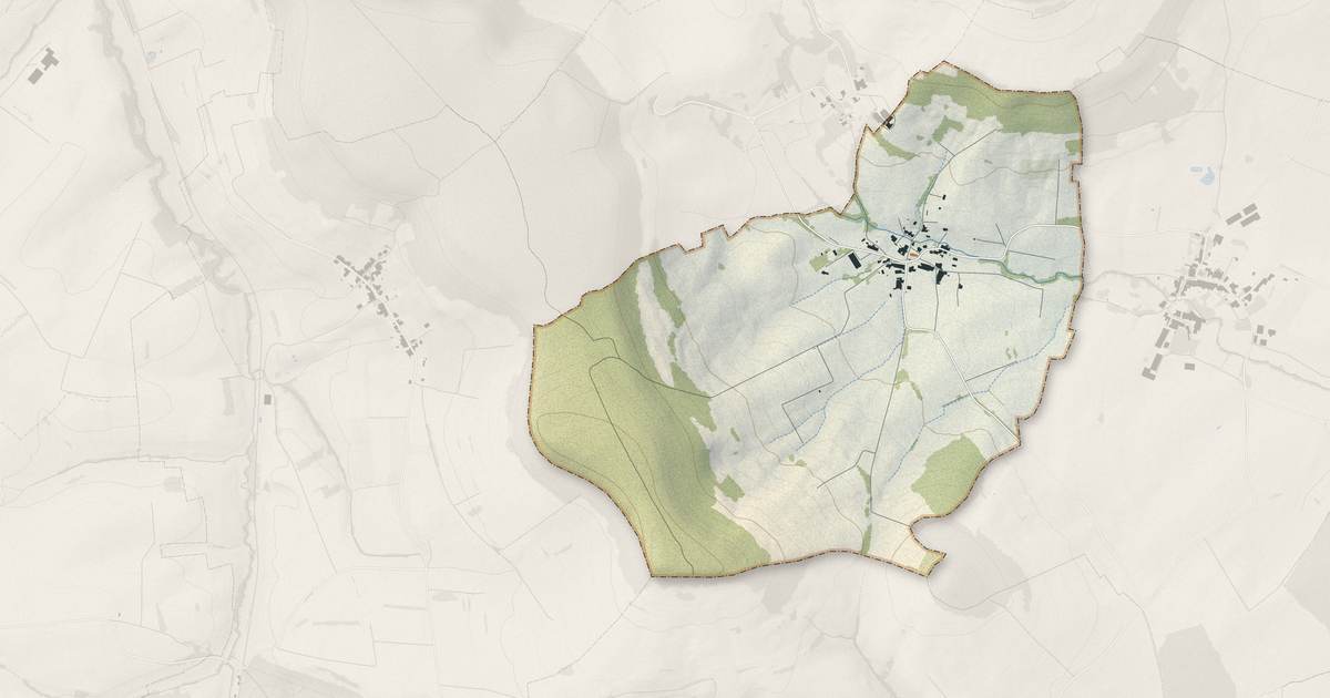 Portrait cartographique de Gugney : relief, eau, forêts, bâti et voies, calculés à partir des données de l'IGN