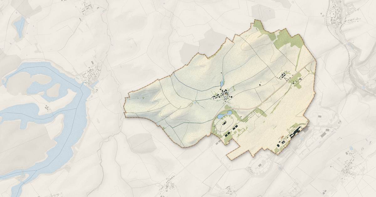 Portrait cartographique de Hagéville : relief, eau, forêts, bâti et voies, calculés à partir des données de l'IGN