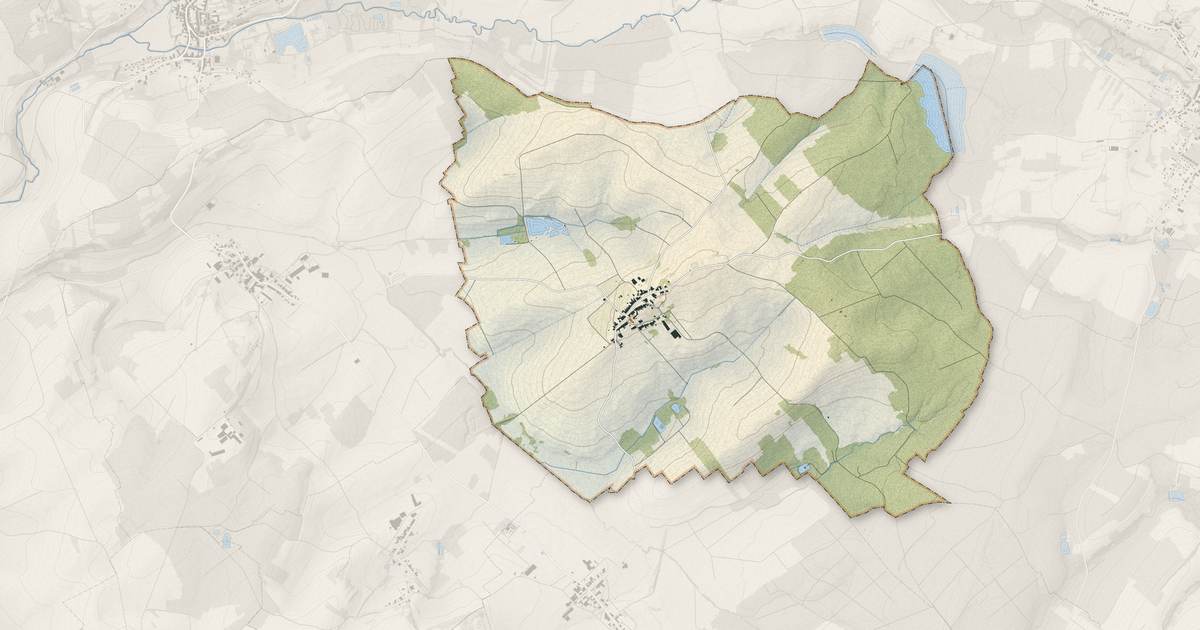 Portrait cartographique de Harbouey : relief, eau, forêts, bâti et voies, calculés à partir des données de l'IGN