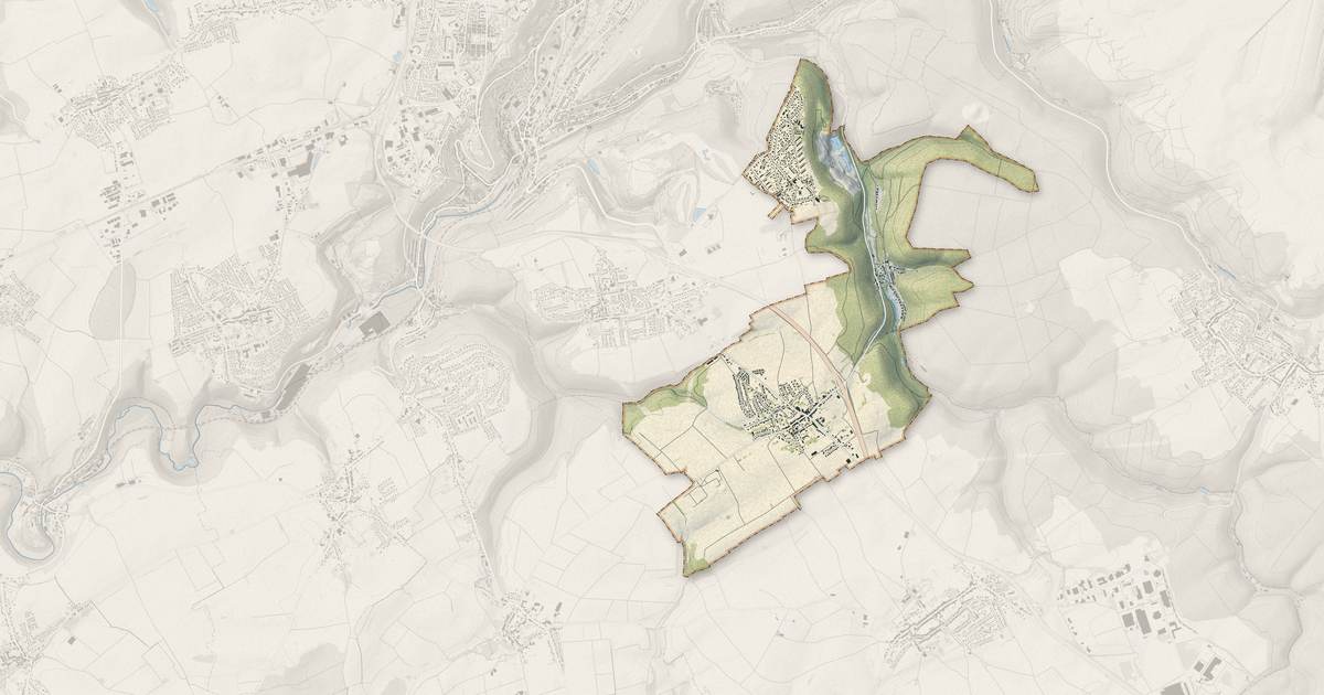 Portrait cartographique de Haucourt-Moulaine : relief, eau, forêts, bâti et voies, calculés à partir des données de l'IGN