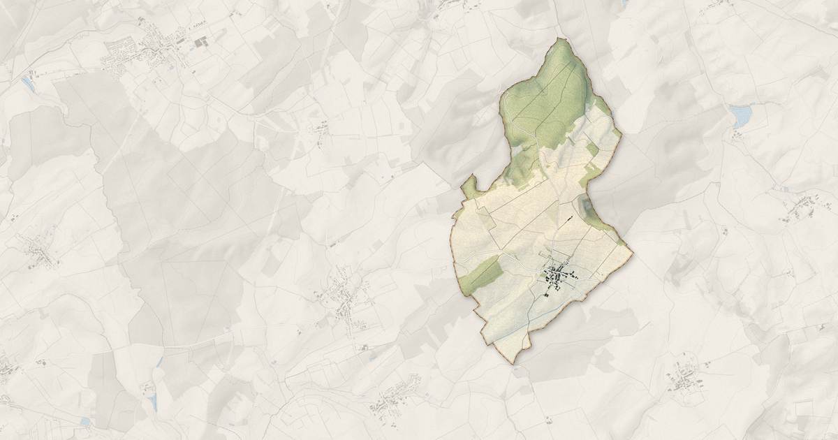 Portrait cartographique de Hoéville : relief, eau, forêts, bâti et voies, calculés à partir des données de l'IGN