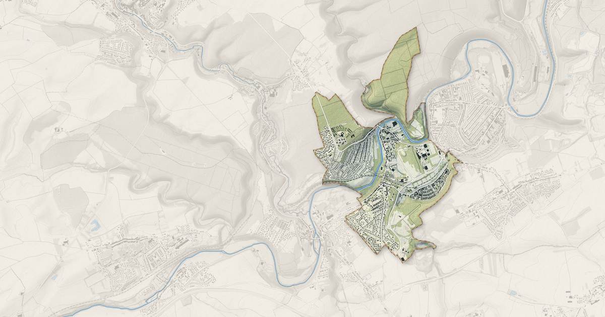 Portrait cartographique de Homécourt : relief, eau, forêts, bâti et voies, calculés à partir des données de l'IGN