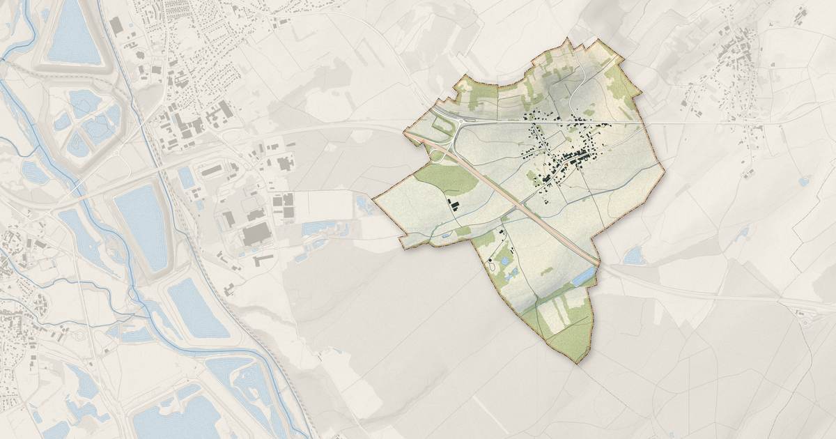 Portrait cartographique de Hudiviller : relief, eau, forêts, bâti et voies, calculés à partir des données de l'IGN