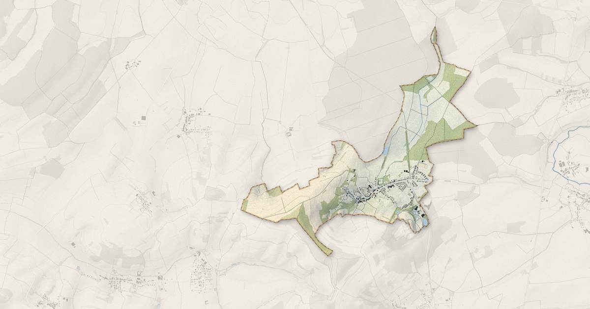 Portrait cartographique de Jeandelaincourt : relief, eau, forêts, bâti et voies, calculés à partir des données de l'IGN