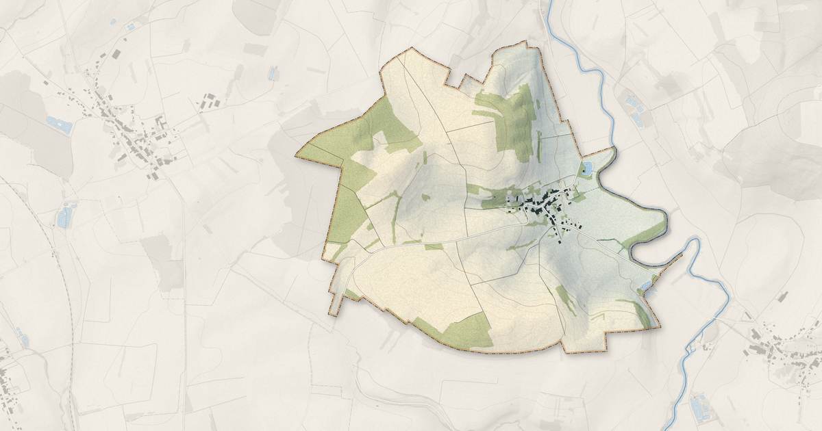 Portrait cartographique de Jevoncourt : relief, eau, forêts, bâti et voies, calculés à partir des données de l'IGN