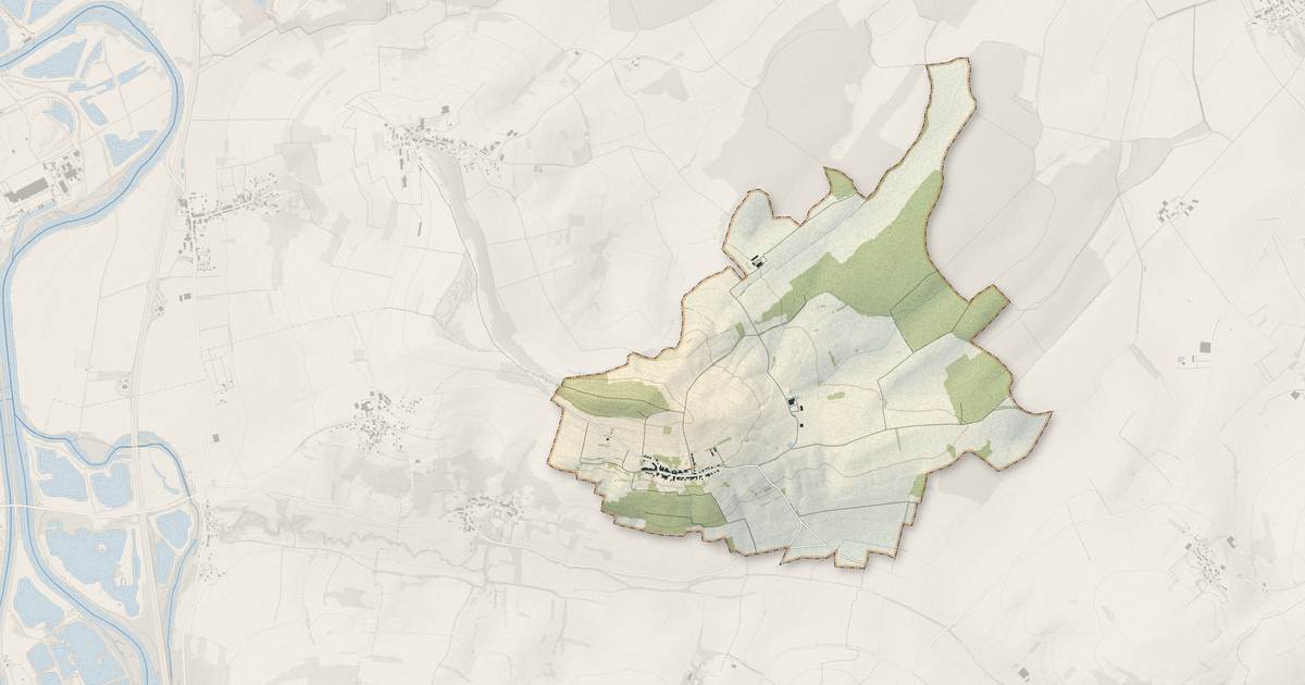 Portrait cartographique de Landremont : relief, eau, forêts, bâti et voies, calculés à partir des données de l'IGN