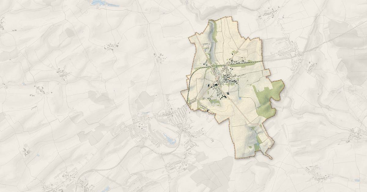 Portrait cartographique de Landres : relief, eau, forêts, bâti et voies, calculés à partir des données de l'IGN