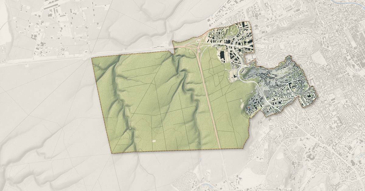 Portrait cartographique de Laxou : relief, eau, forêts, bâti et voies, calculés à partir des données de l'IGN