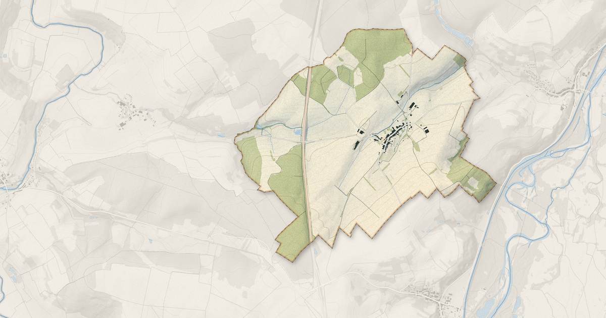 Portrait cartographique de Lebeuville : relief, eau, forêts, bâti et voies, calculés à partir des données de l'IGN