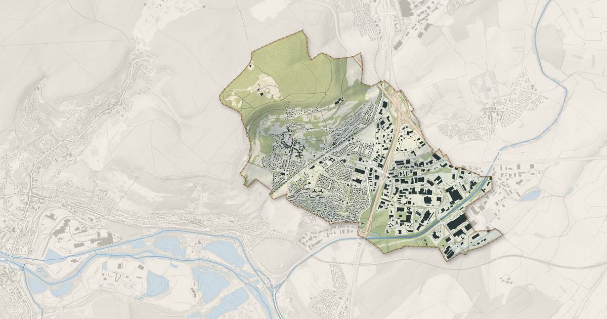 Portrait cartographique de Ludres : relief, eau, forêts, bâti et voies, calculés à partir des données de l'IGN