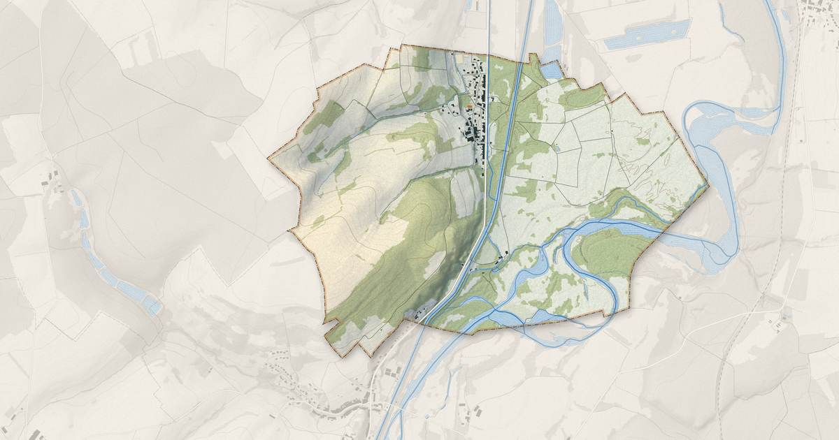 Portrait cartographique de Mangonville : relief, eau, forêts, bâti et voies, calculés à partir des données de l'IGN