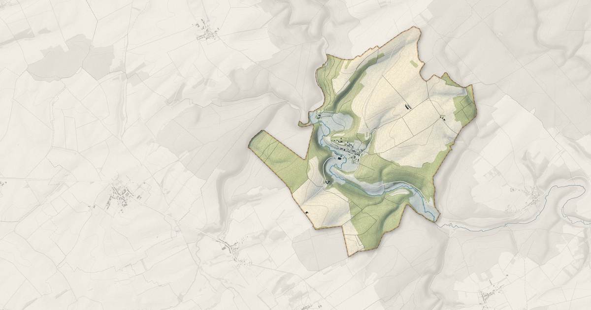Portrait cartographique de Martincourt : relief, eau, forêts, bâti et voies, calculés à partir des données de l'IGN