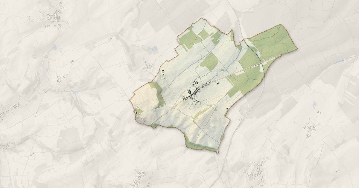 Portrait cartographique de Méhoncourt : relief, eau, forêts, bâti et voies, calculés à partir des données de l'IGN
