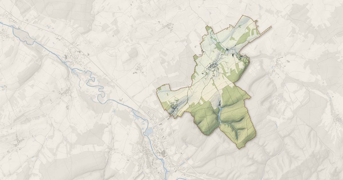 Portrait cartographique de Merviller : relief, eau, forêts, bâti et voies, calculés à partir des données de l'IGN