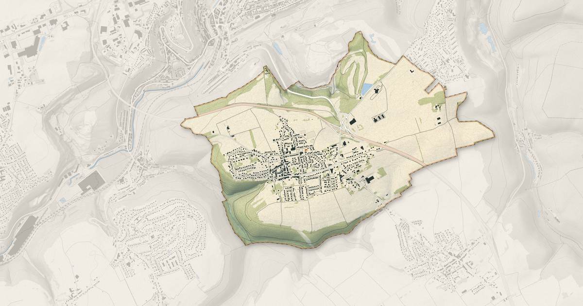 Portrait cartographique de Mexy : relief, eau, forêts, bâti et voies, calculés à partir des données de l'IGN