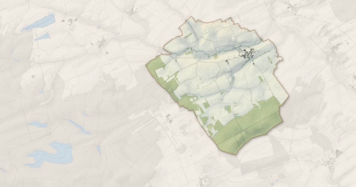 Portrait cartographique de Minorville : relief, eau, forêts, bâti et voies, calculés à partir des données de l'IGN