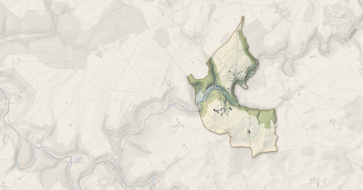 Portrait cartographique de Montigny-sur-Chiers : relief, eau, forêts, bâti et voies, calculés à partir des données de l'IGN