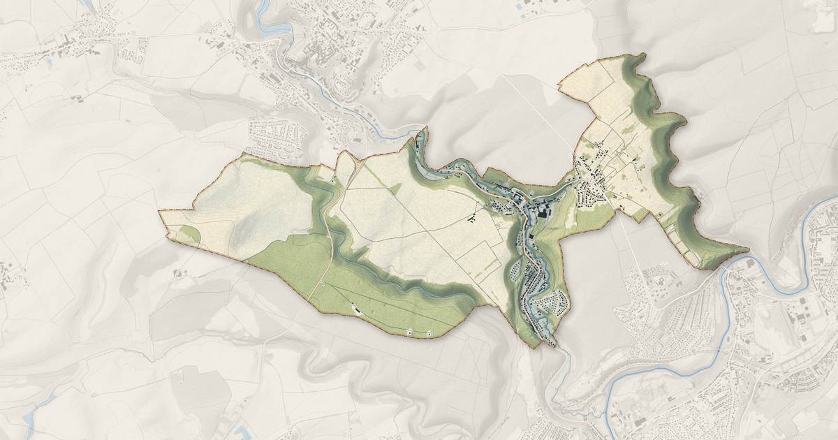 Portrait cartographique de Moutiers : relief, eau, forêts, bâti et voies, calculés à partir des données de l'IGN