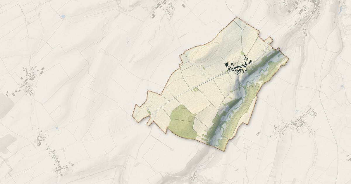 Portrait cartographique de Ognéville : relief, eau, forêts, bâti et voies, calculés à partir des données de l'IGN